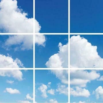 Wolkenplafond Fotoprint verdeeld over 9 panelen 60x60cm, Verzenden, Nieuw