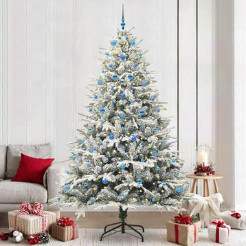 vidaXL Kunstmatige Voorverlichte Kerstboom met Ballenset, Verzenden