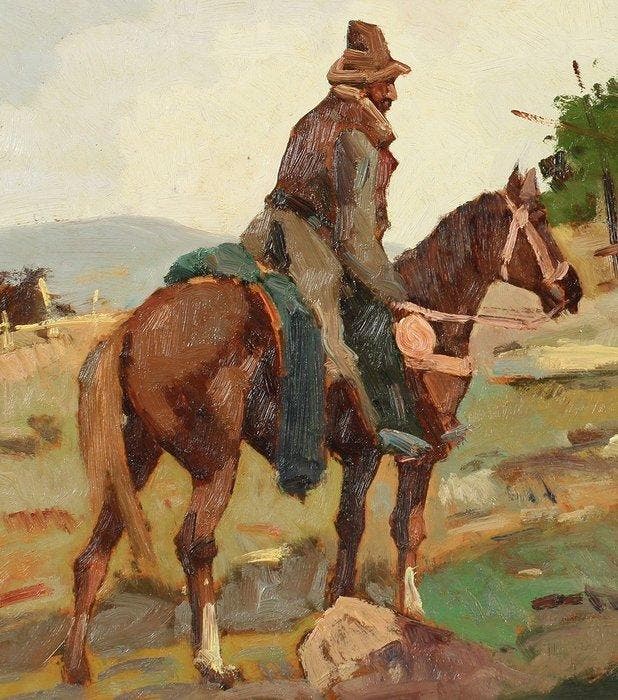 Alfonso Papi (1931) - Buttero, Antiquités & Art, Art | Peinture | Classique