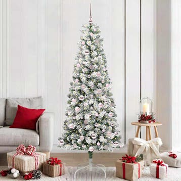 vidaXL Kunstmatige Hinged Kerstboom 300 LEDs Groen en Wit, Verzenden, Nieuw