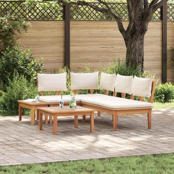 vidaXL Tuinbank Set 4 st Bruin en Crème, Tuin en Terras, Verzenden, Nieuw