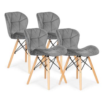 4 Fluwelen Stoelen Grijs | Tweede kansje | OP = OP, Verzenden