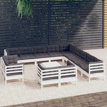 vidaXL 14-delige Loungeset met kussens massief grenenhout, Verzenden, Loungeset