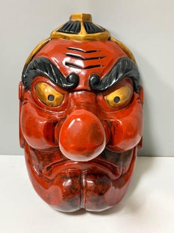 Noh masker - Hout, Extra-groot Japans houten Tengu-masker –