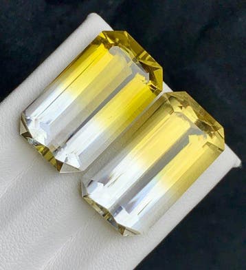 Sans prix de réserve - 2 pcs Jaune, Incolore Quartz, Citrine