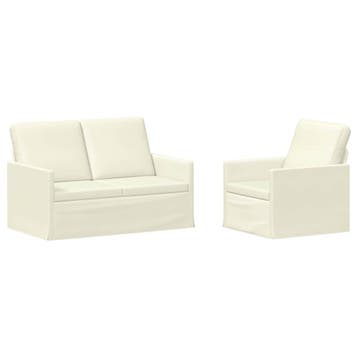 vidaXL bank / zetelstel 2 pcs Crèmekleurig Corduroy stof, Verzenden