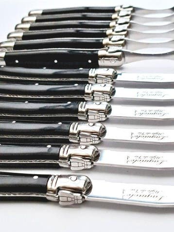 Laguiole - 6x Forks & 6x knives - Black - style de -