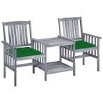 vidaXL Tuinstoelen met tafeltje en kussens massief, Verzenden