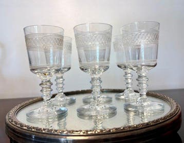 Baccarat - Drinkservies voor 6 (6) - Gravure 1423 - Kristal, Antiek en Kunst