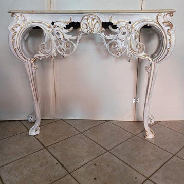 Console - Bois, Marbre - Console restaurée XX, Antiquités & Art