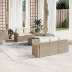 vidaXL 6-delige Loungeset met kussens poly rattan beige, Verzenden