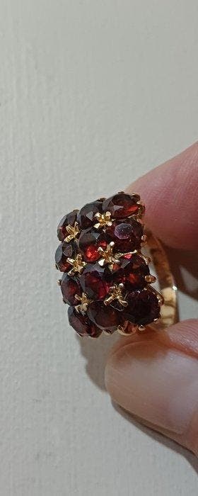 Ring - 18 karaat Geel goud Granaat - Granaat - Alto, Handtassen en Accessoires, Nieuw
