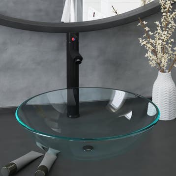 vidaXL Wastafel met kraan en pop-up afvoer gehard glas, Verzenden