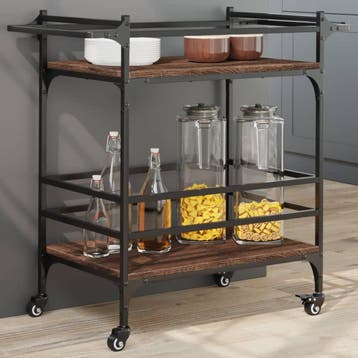 vidaXL Keukentrolley 82x40x78,5 cm bewerkt hout bruin, Verzenden