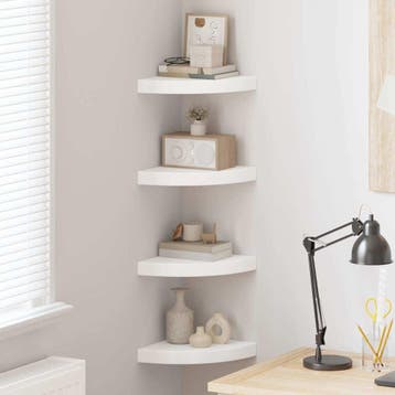 vidaXL Hoekschappen zwevend 4 st 25x25x3,8 cm MDF wit, Verzenden, Nieuw