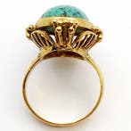 Ring - 18 karaat Geel goud - 6.50ct. tw. Turquoise, Nieuw