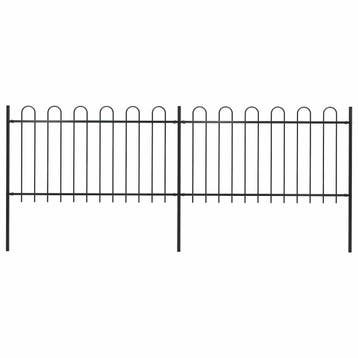 vidaXL Tuinhek met ringtop staal 337x100 cm zwart, Verzenden, Nieuw