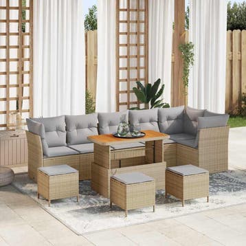 vidaXL Tuinbank Set 10 st 6-Aantal zitplaatsen beige en, Verzenden