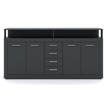 Dressoir  190 cm Breed Antraciet Antraciet (Dressoirs), Huis en Inrichting, Kasten | Dressoirs, Verzenden, 150 tot 200 cm, Nieuw