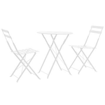 vidaXL 3-delige Bistroset staal wit, Tuin en Terras, Verzenden, Nieuw
