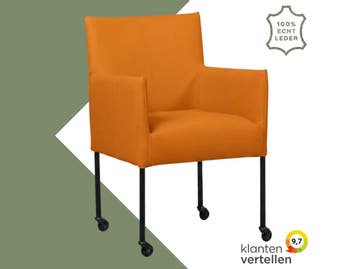 Leren eetkamerstoel Desire - Toledo Mandarin (oranje) -, Ophalen of Verzenden