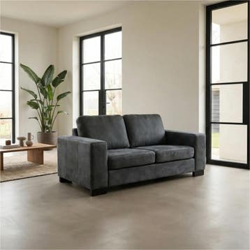 Leren bank Enjoy - 2 zits - Kenia Denim (blauw) - Poten, 150 tot 200 cm, Nieuw, Ophalen of Verzenden, Modern