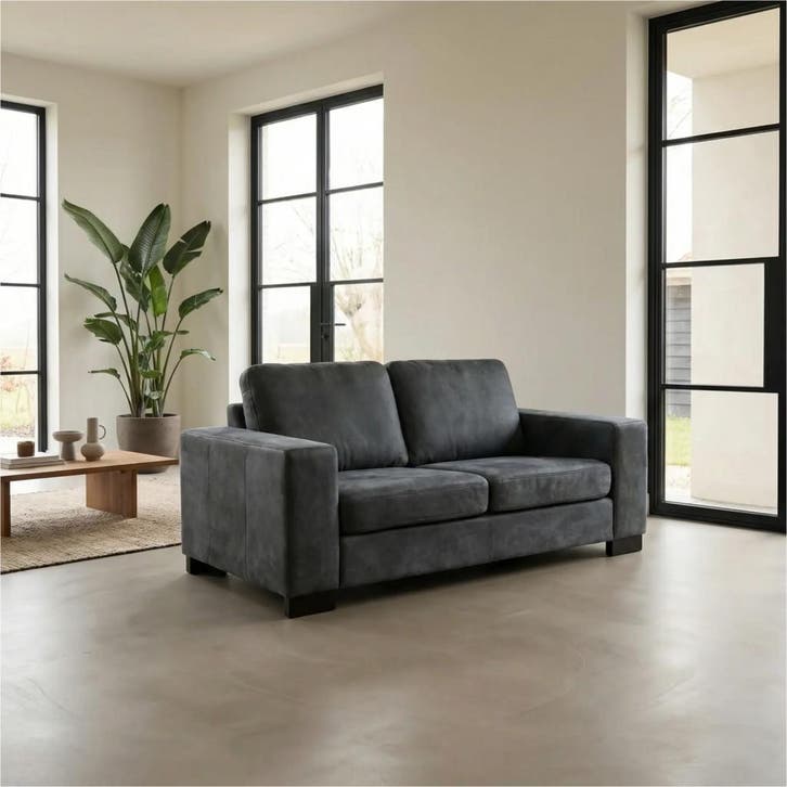 Leren bank Enjoy - 2 zits - Kenia Denim (blauw) - Poten, Maison & Meubles, Canapés | Salons, Enlèvement ou Envoi
