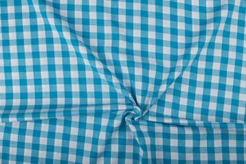 Boerenbont stof waterblauw 18mm geruit - Katoen stof op rol, Verzenden, Nieuw