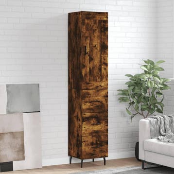 vidaXL Hoge kast 34,5x34x180 cm bewerkt hout gerookt, Verzenden, Nieuw