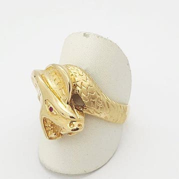 Ring - 18 karaat Geel goud - 0.01ct. tw. Robijn, Nieuw