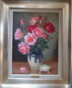 Louis van de Leur (1910 -1988) - Rozen in een vaas, Antiquités & Art, Art | Peinture | Classique
