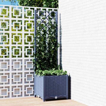 vidaXL Plantenbak met trellis blauwgrijs 40x40x136 cm PP, Verzenden