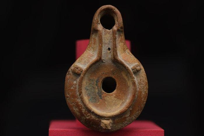 Romein (Republikein) Terracotta Adellijke CAMPILI olielamp -, Antiquités & Art, Antiquités | Autres Antiquités
