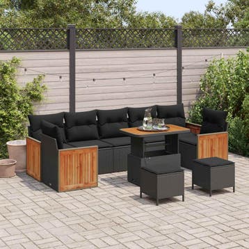 vidaXL Tuinbank Set 10 st 10-Aantal zitplaatsen Zwart, Verzenden, Nieuw