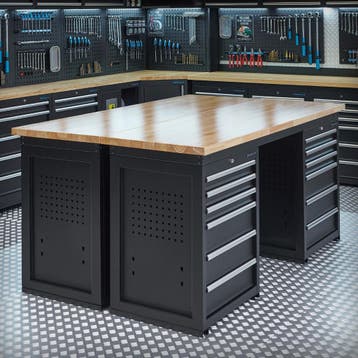 Datona Werkbank PRO - 2x 200 cm - eiken - 4 ladekasten met, Ophalen of Verzenden
