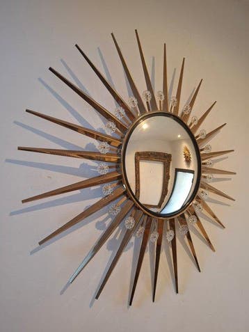 Miroir mural- Floral - Laiton - Miroir floral 1955, Antiquités & Art