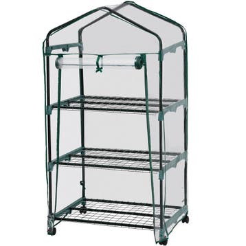 tectake Mobiele foliekas met 3 planken 69x49x133 cm - transp, Tuin en Terras, Verzenden, Nieuw