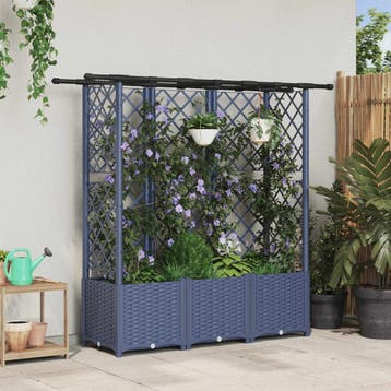 vidaXL Verhoogd Bed met Trellis en Dak Grijs 163,5 x 40 x, Verzenden, Nieuw