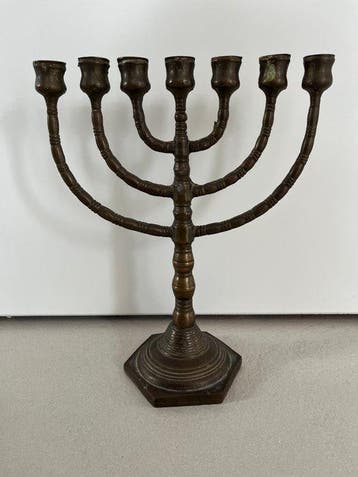 Kandelaar - Messing - Kaarsen Chanoeka Menorah, Antiek en Kunst