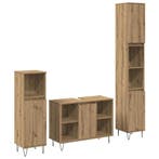 vidaXL Badkamermeubel Set met plank 3 pcs Artisan Eiken, Verzenden, Nieuw