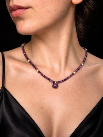 amethist Handgemaakte halsketting van 925 sterlingzilver -