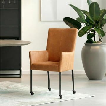 Set van 8 Leren eetkamerstoelen Deal met armleuning - Kenia, Ophalen of Verzenden, Nieuw, Leer