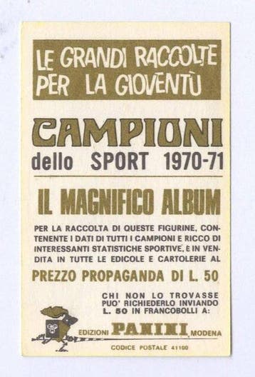 Panini Campioni dello Sport 1970-71 Luigi Gigi Riva #96, Collections