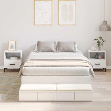 vidaXL Opbergbedframe met lade met opslag Wit 120 cm Bewerkt, Verzenden, Nieuw
