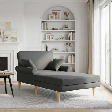 vidaXL Chaise longue Donkergrijs Stof, Verzenden