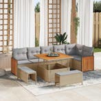 vidaXL Tuinbank Set met kussen 9 pcs Beige en Lichtgrijs, Tuin en Terras, Verzenden, Nieuw