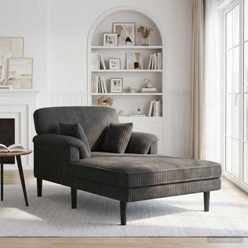 vidaXL Chaise longue Donkergrijs Katoenen stof, Verzenden