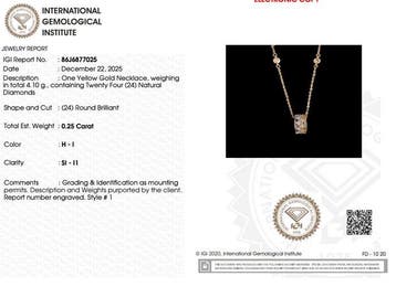 Collier avec pendentif - 14 carats Or jaune - 0.25ct. tw.
