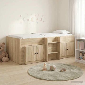 vidaXL Loft Bed Frame met Kast 3 st Sonoma Eiken Bewerkt, Verzenden, Nieuw