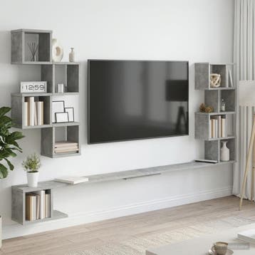 vidaXL Wandgemonteerd TV Rek Betongrijs 200 x 15 x 94 cm, Huis en Inrichting, Verzenden, Nieuw